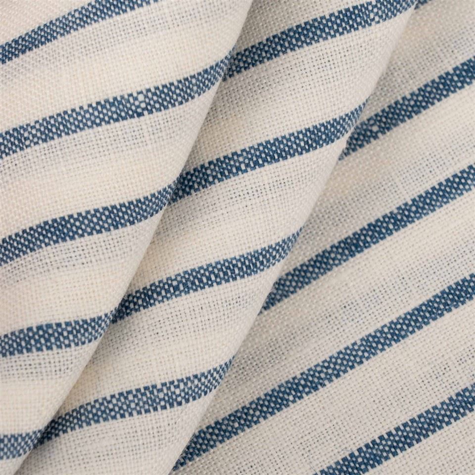 Off White Blue Striped Linen Fabric price