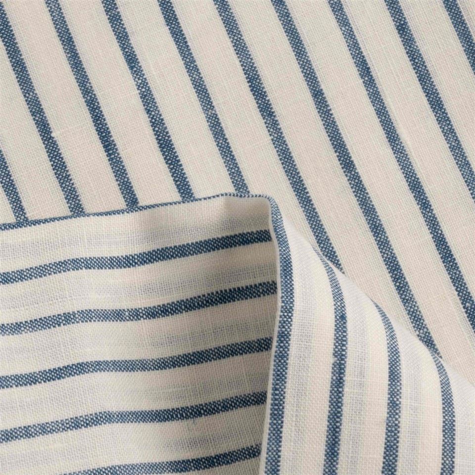 Off White Blue Striped Linen Fabric factory
